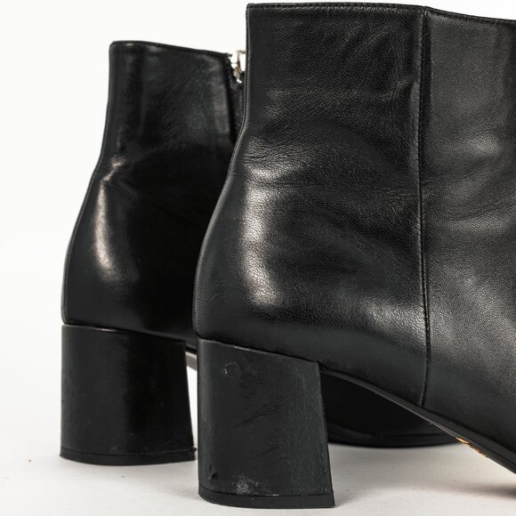 Prada Black Leather Block-Heel Ankle Boots - Picture 8 of 10